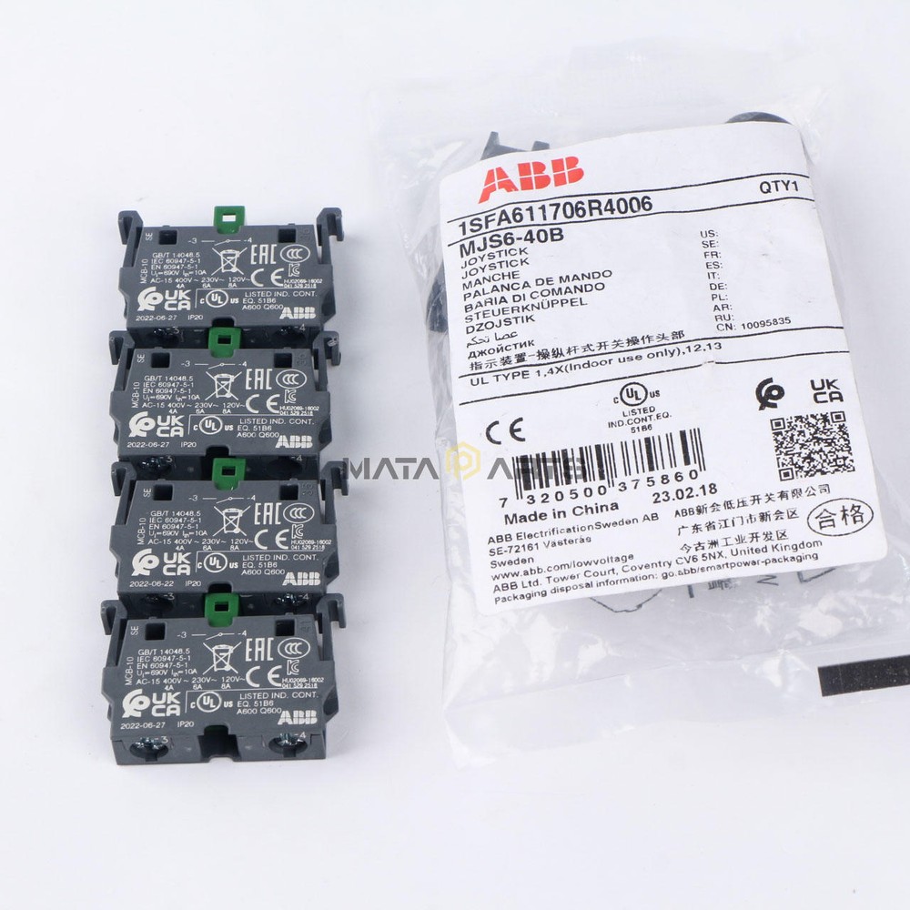 NEW ABB Control Joystick Switch MJS6-40B with 4 MCB-10 Contacts Reset Type