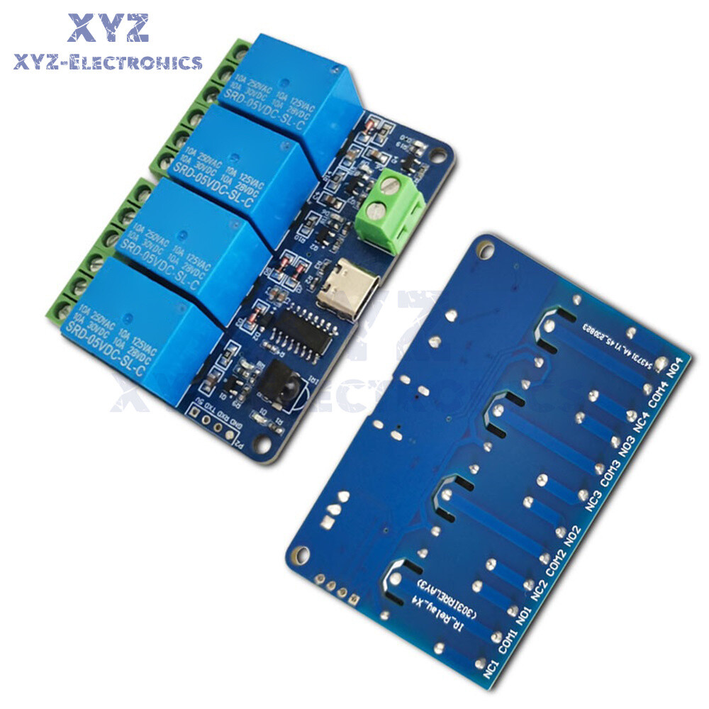 DC5V 4way Infrared Wireless Remote Control WiFi Relay Module Self-locking Type-C