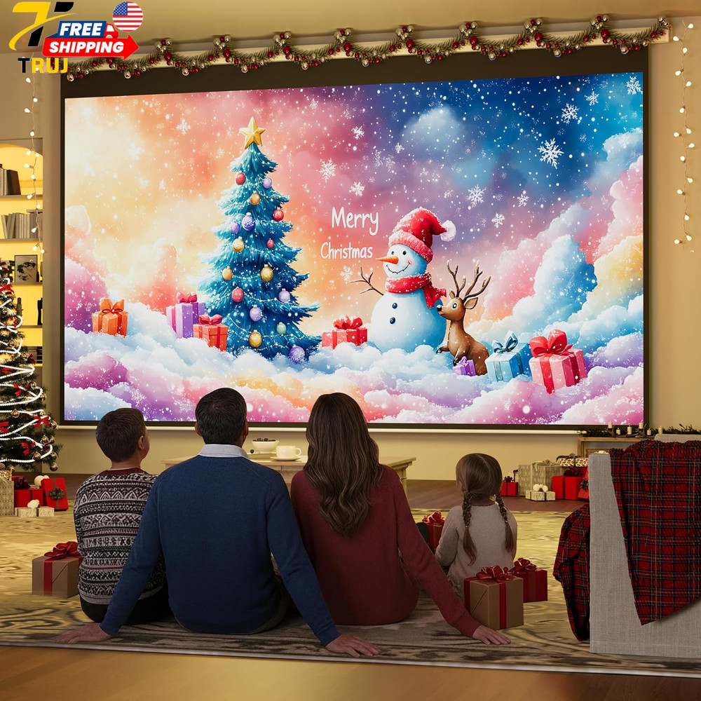 150" Projector Screen Motorized 16:9 4K HD Pull Down Retractable Projection Scre