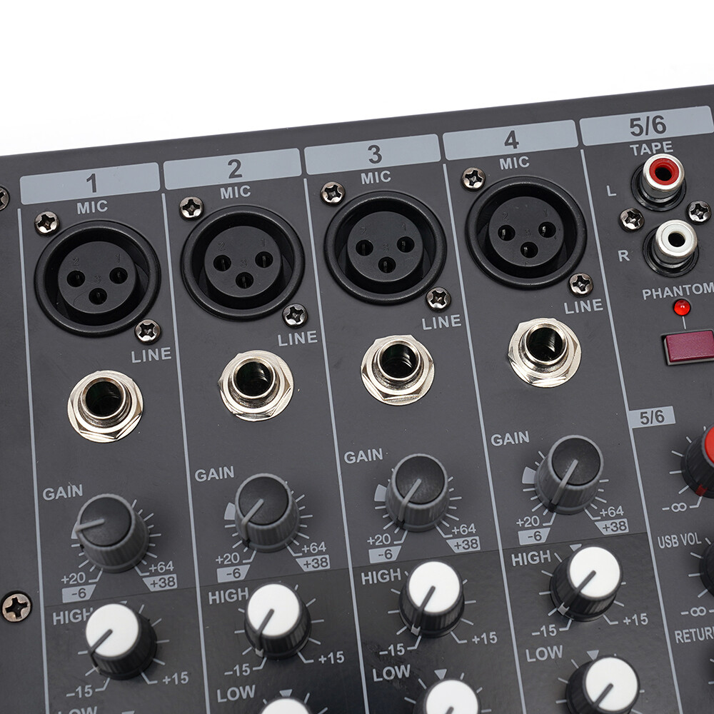 6-Channel Bluetooth Audio Mixer with Digital Effects and Phantom Power