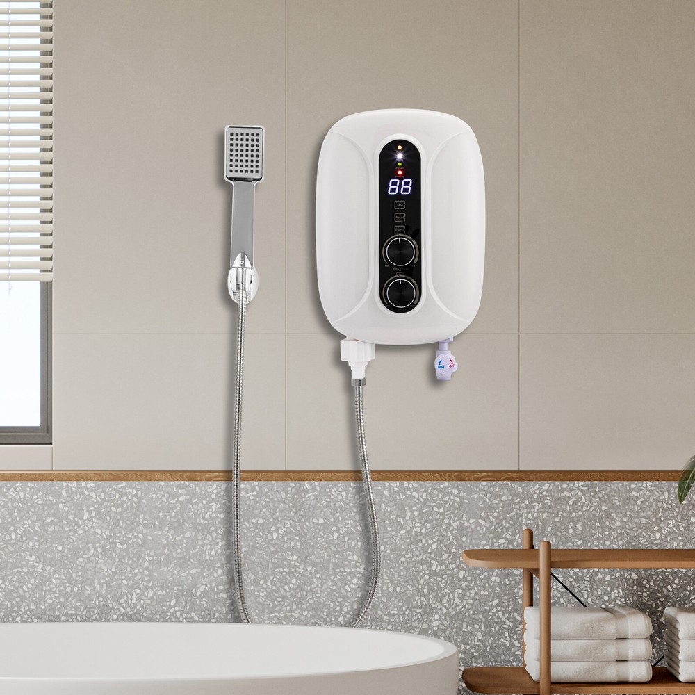 5500W Instant Hot Water Heater w/Built-in Pump, Digital Panel Mechanical Control