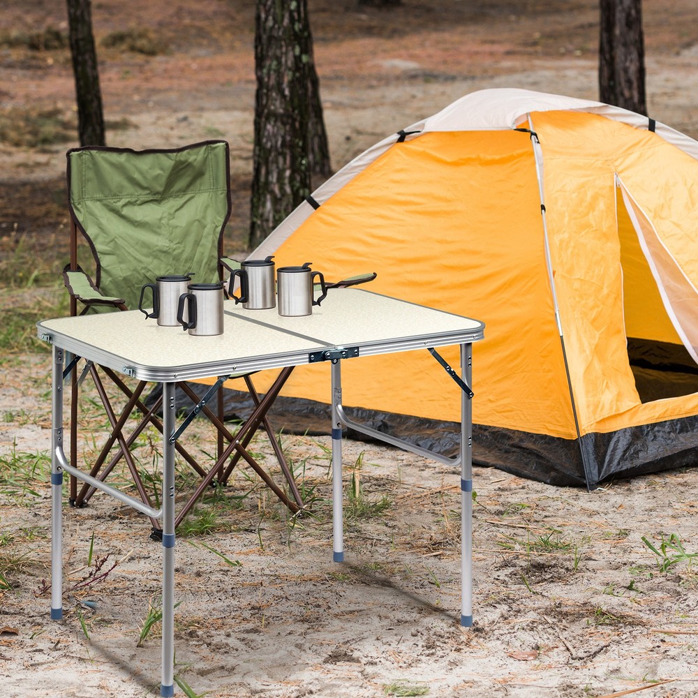 LEADZM 3ft Silver Outdoor Folding Table Aluminium