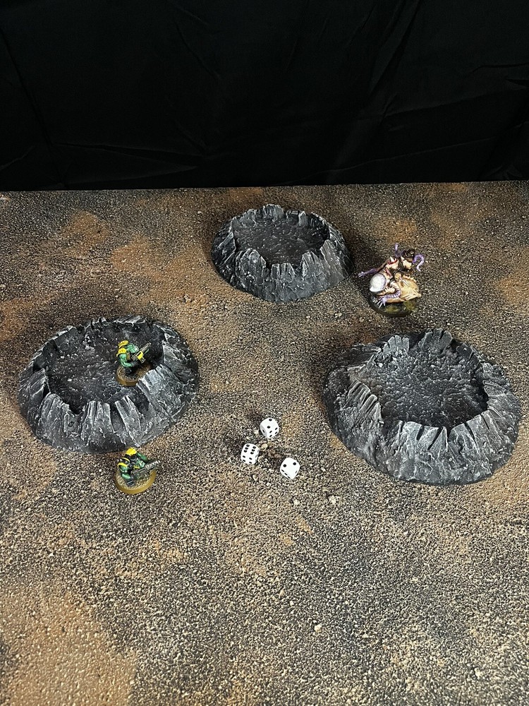 Wargaming Blast Craters Terrain Set Fully Painted Compatible With Warhammer 40k