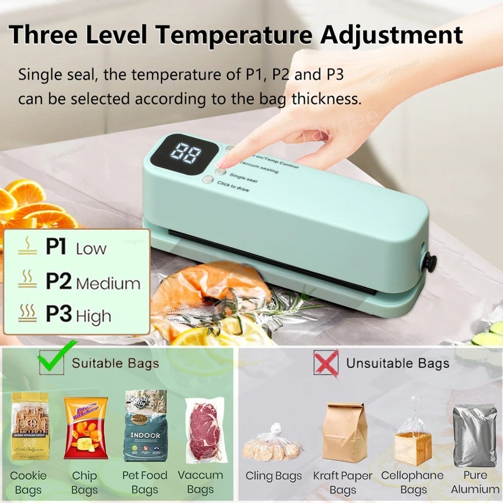 Portable Mini Wireless Fully Automatic Vacuum Sealing Machine Household Sealer