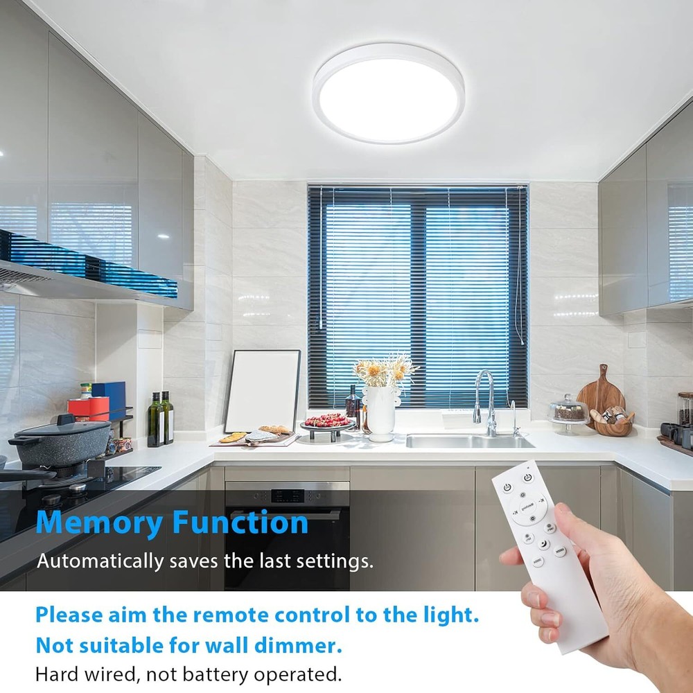 Unicozin Dimmable Ceiling Light with Remote Control, 8.7inch-Round, White