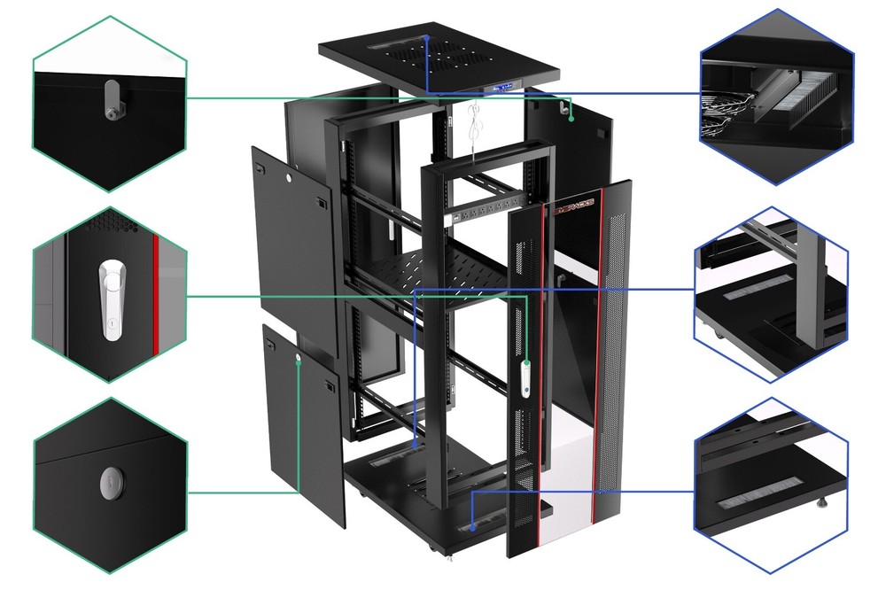 Sysracks 32U 24'' Deep IT Network Data Server Rack Cabinet
