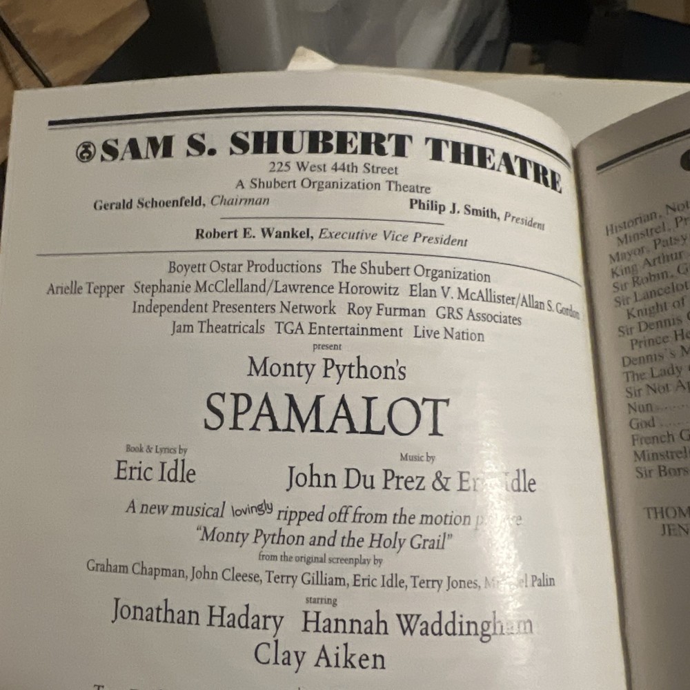 MONTY PYTHON SPAMALOT PLAYBILL 2008 BROADWAY SAM S SHUBERT THEATRE