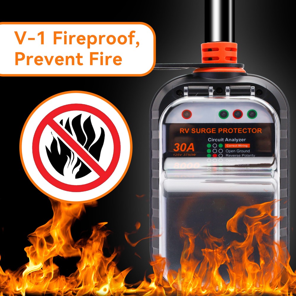 RV Surge Protector 30 Amp /RV Circuit Analyzer (8000 J) With LED Indicator Light