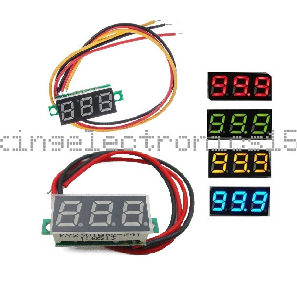0.28" DC 0-100V / 2.5-30V 2/3-Wire Voltmeter LED Display Voltage Panel Meter K9
