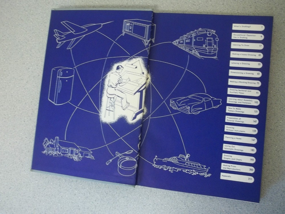 Architectural Drafting book and drafting tools ATS 1955 Beukema, Dietzgen