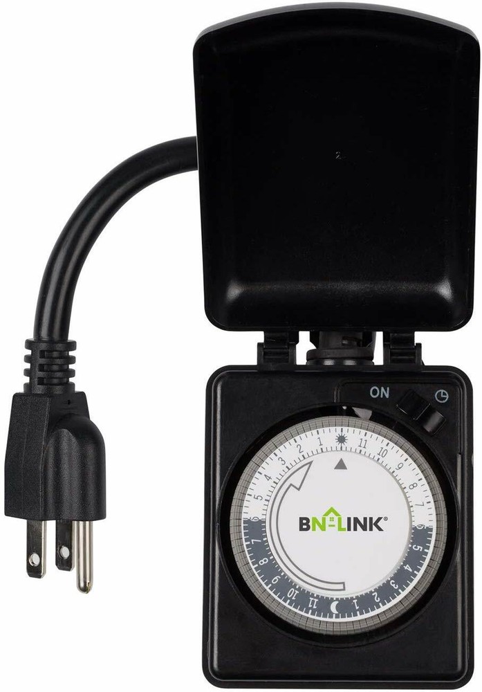BN-LINK Compact Outdoor Mechanical 24 Hour Programmable Dual Outlet Timer