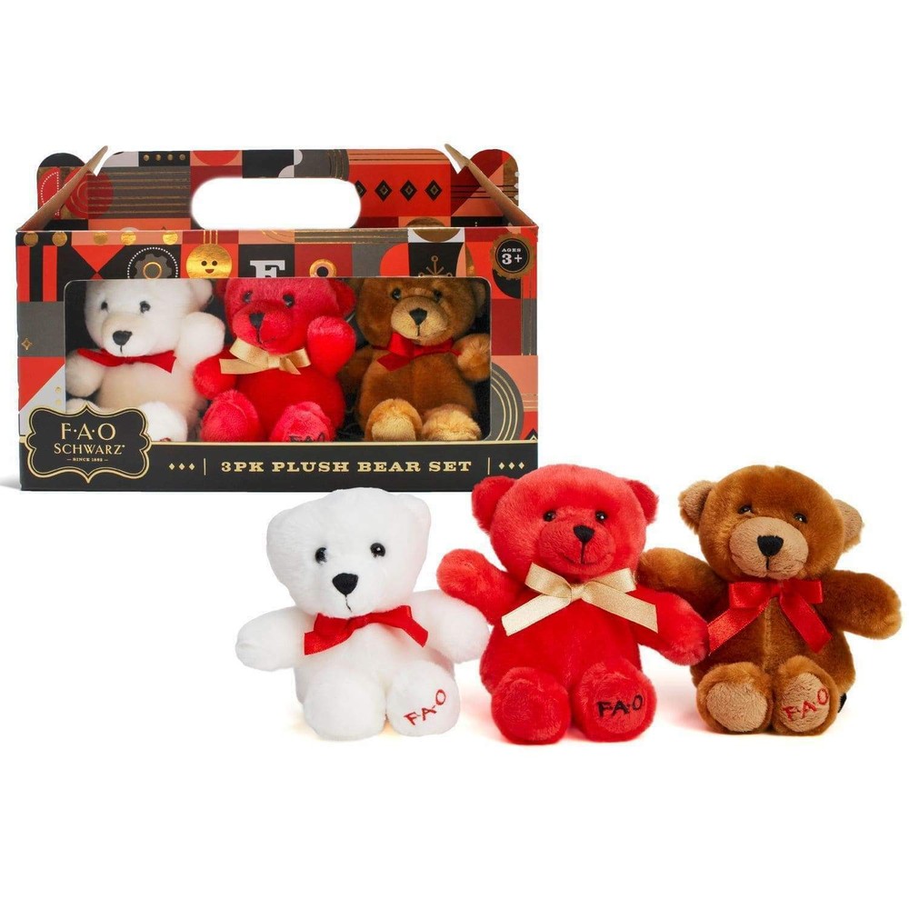FAO SCHWARZ 3PK Plush Mini Bear Set