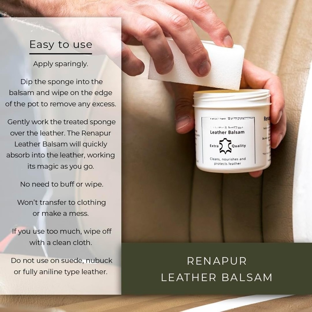 Leather Balm, Protector & Restorer. (6.7 fl oz + application sponge)