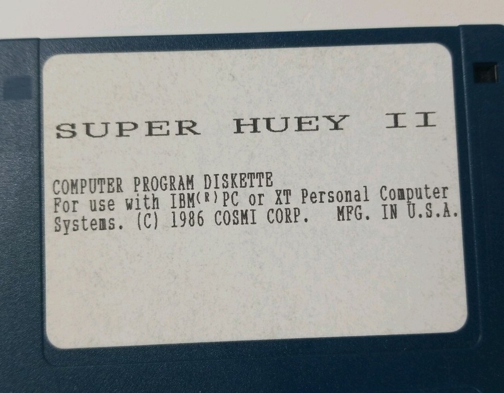 Super Huey II Computer Program Diskette Floppy Disk 1986 Cosmi