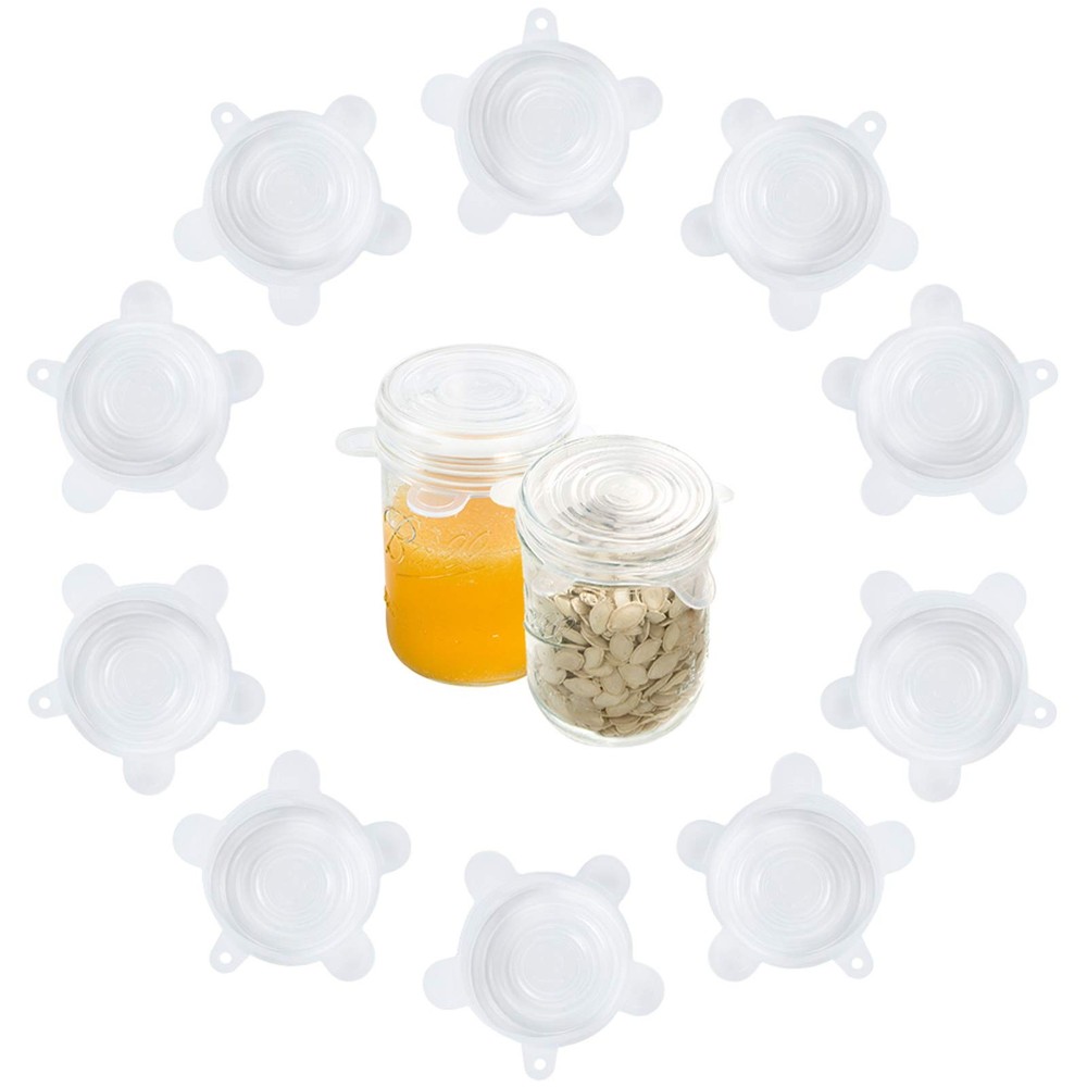 Webake Silicone Stretch Lids 10 Pack for Regular and Wide 10 pack, White