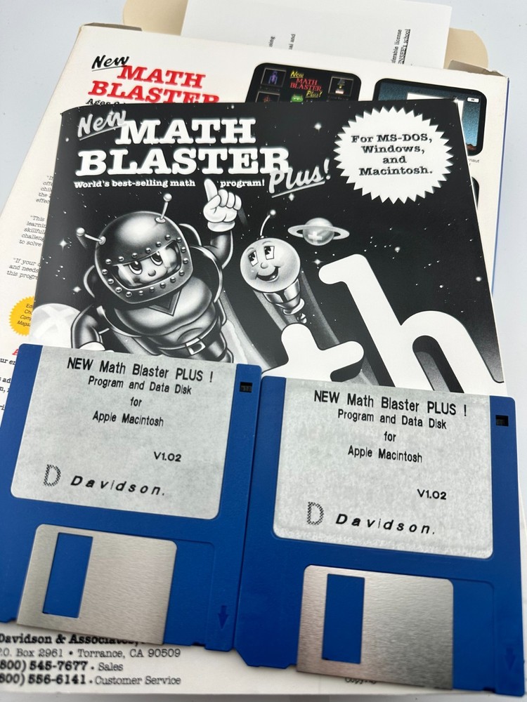 Math Blaster Plus Lab Pack For MAC 1991 3.5” Floppy Disk