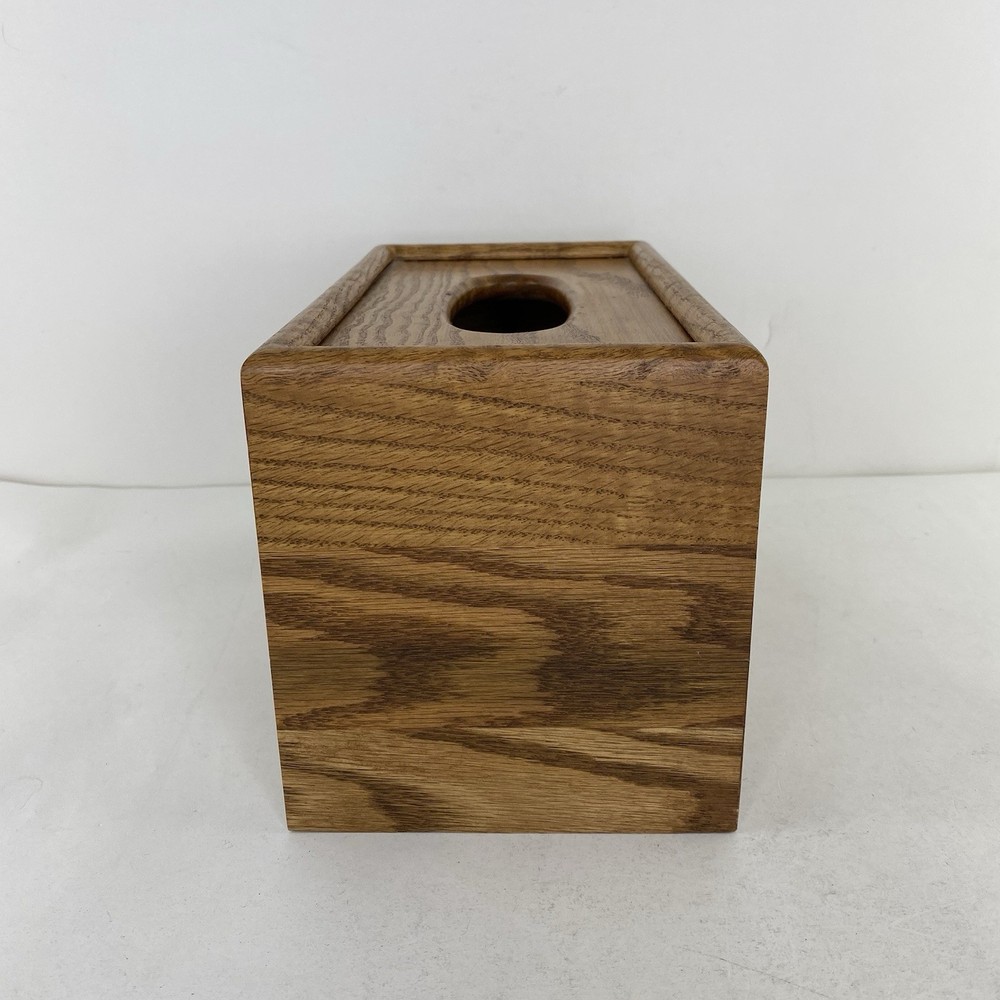 Vintage Solid Oak Tissue Kleenex Deep Box Cover Dispenser Woodgrain Rectangular