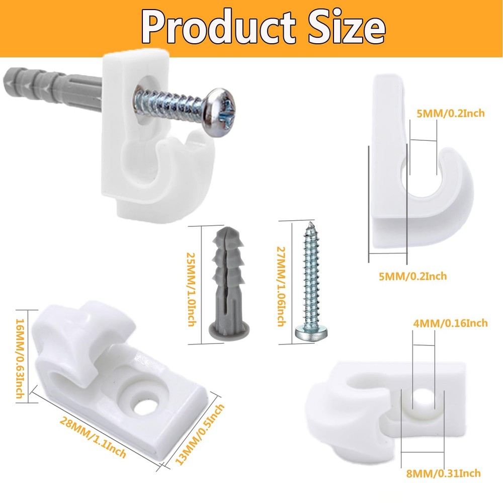 Wall Clips for Wire Shelves - 30 Sets, Plastic, White