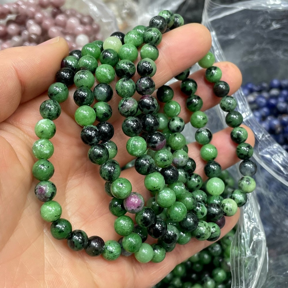 6mm 10pcs Natural Ruby Zoisite Smooth Round Ball Gemstone Beads