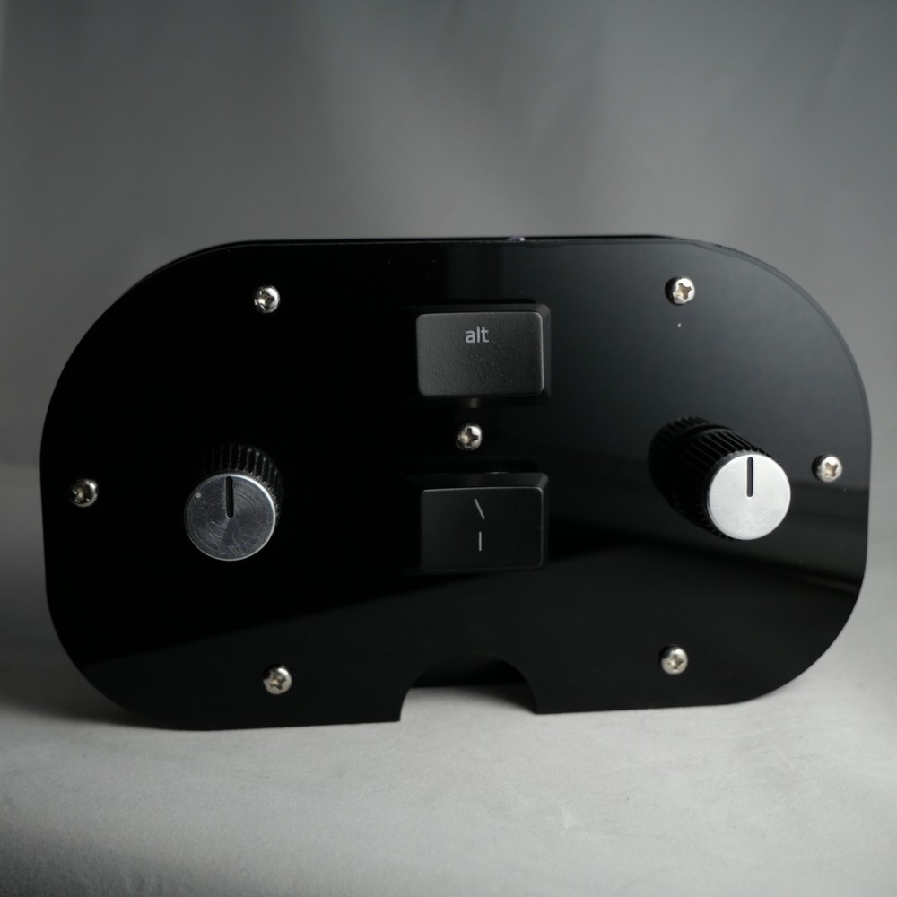 Black Acrylic Midi Controller with 2 Note Buttons and 2 Potentiometer Knobs