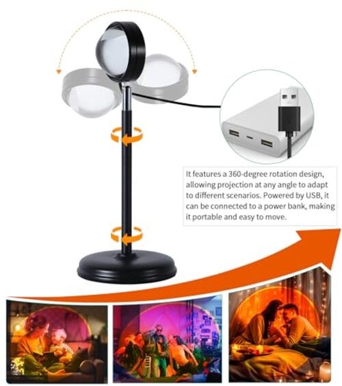 Sunset Lamp Projector,Multicolor Changing Night Light 360 Degree Switch Control
