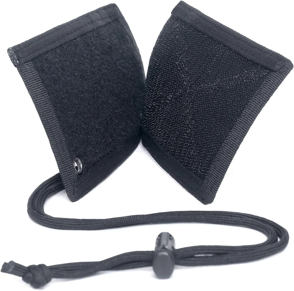 2x Black Tactical ID Card Holder Hook&Loop Patch Badge Organizer Neck Lanyard
