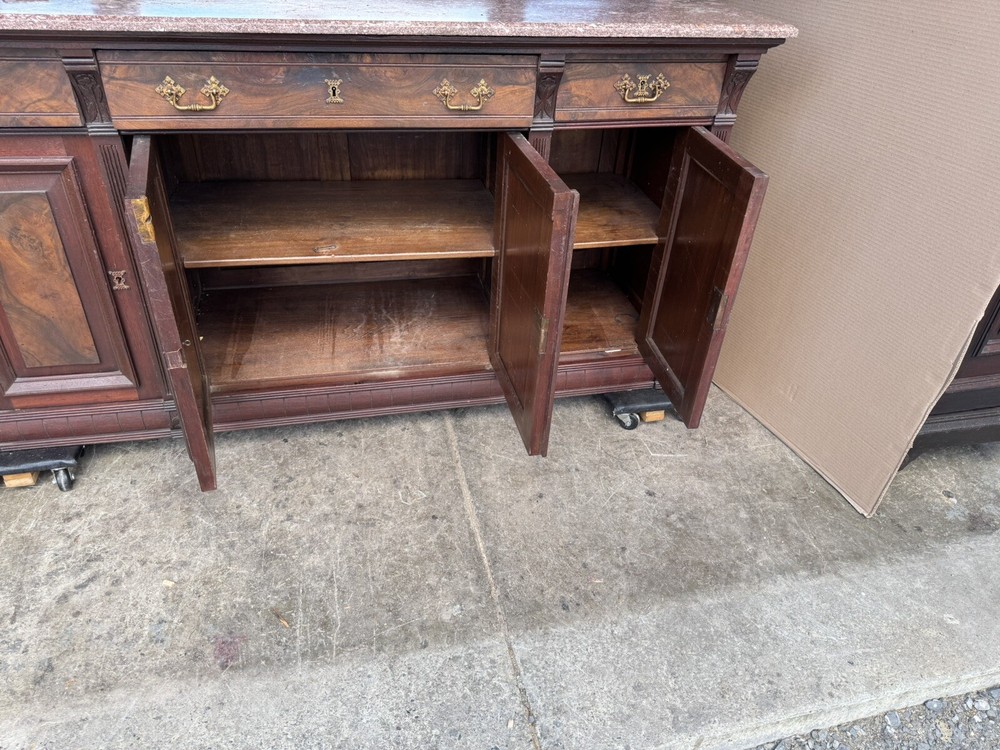 WALNUT AND BURL CARVED SIDEBOARD