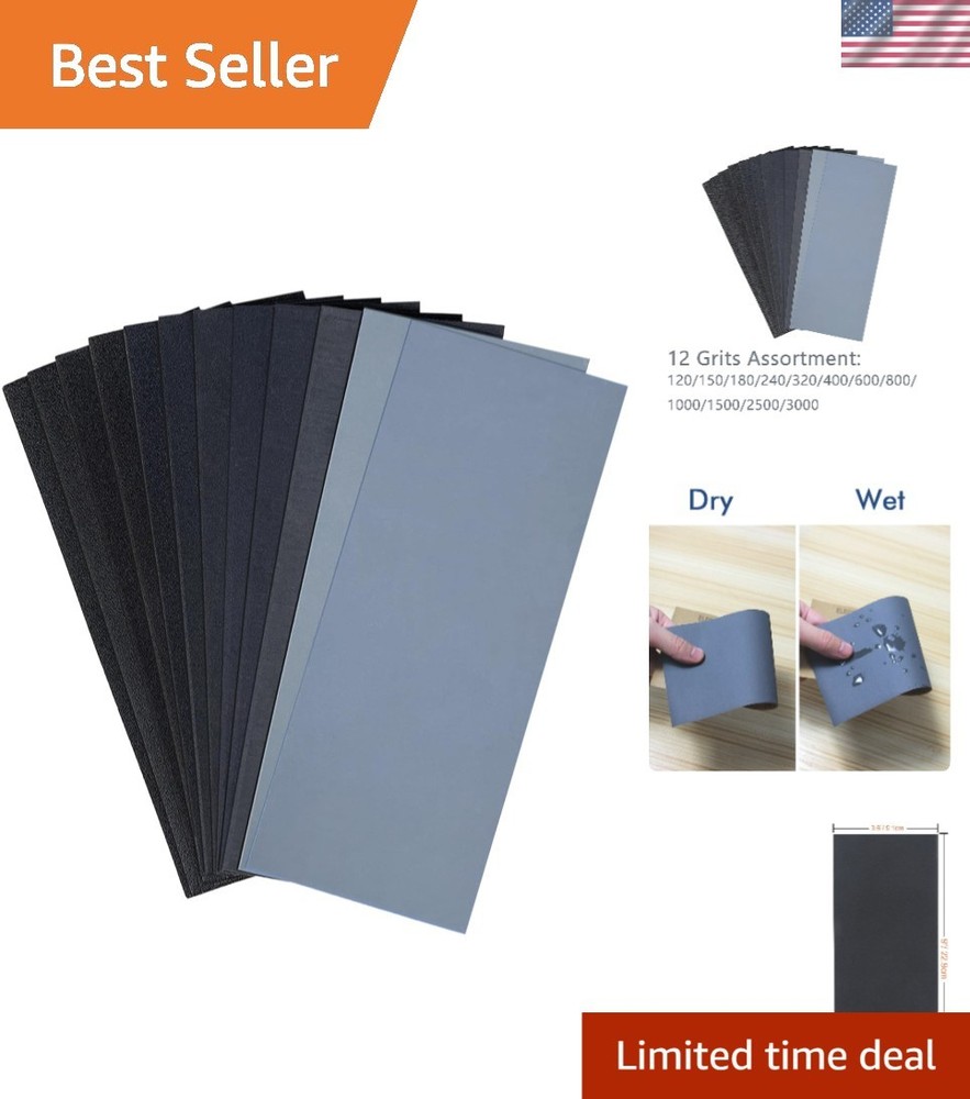 Complete 12PCS Sandpaper Assortment - Ultimate Grit Range for All Projects