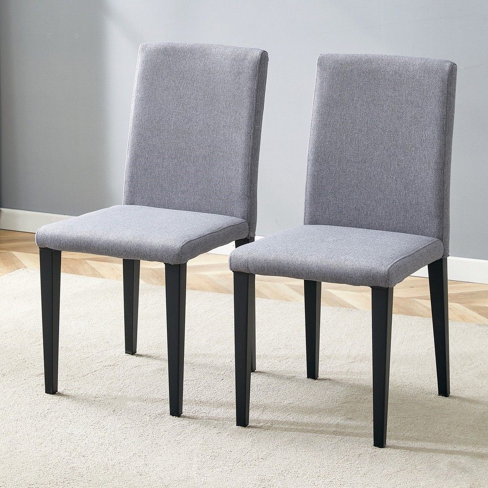 Two Light Gray Linen-Cotton dining chairs, simple and versatile, comfortable a