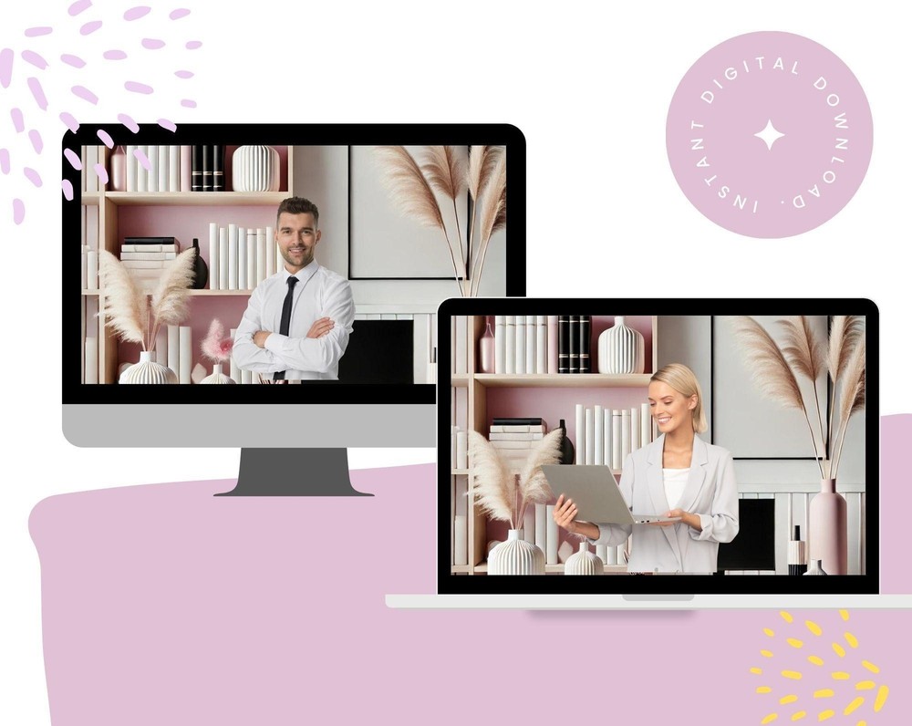 Pink Bookshelf Office Backgrounds