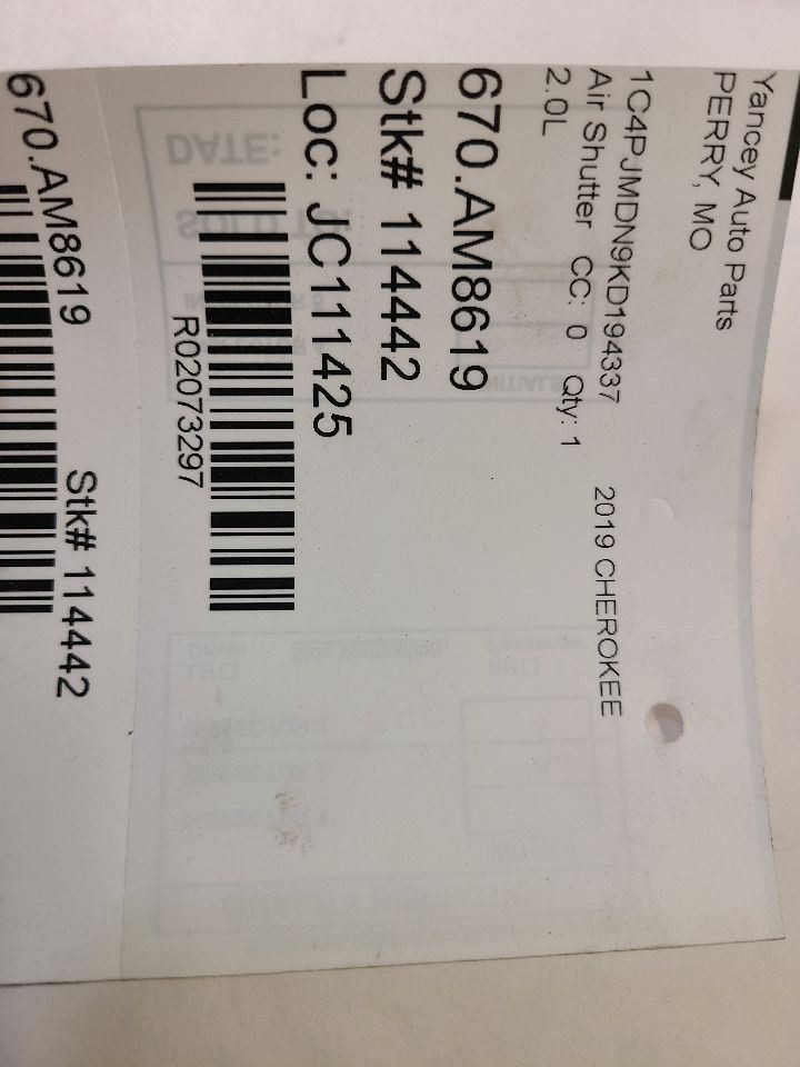 2019 JEEP CHEROKEE Air Shutter