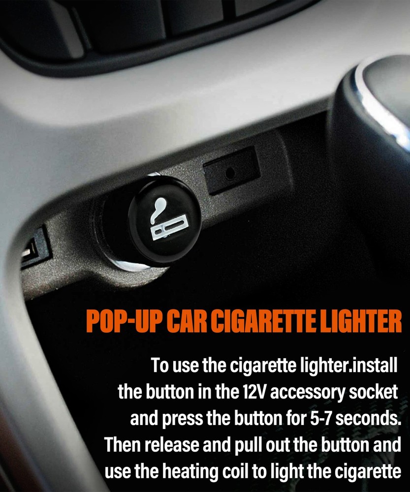 ESEWALAS Car Cigarette Lighter,Pop-Out Lighter,12V Lighter Black