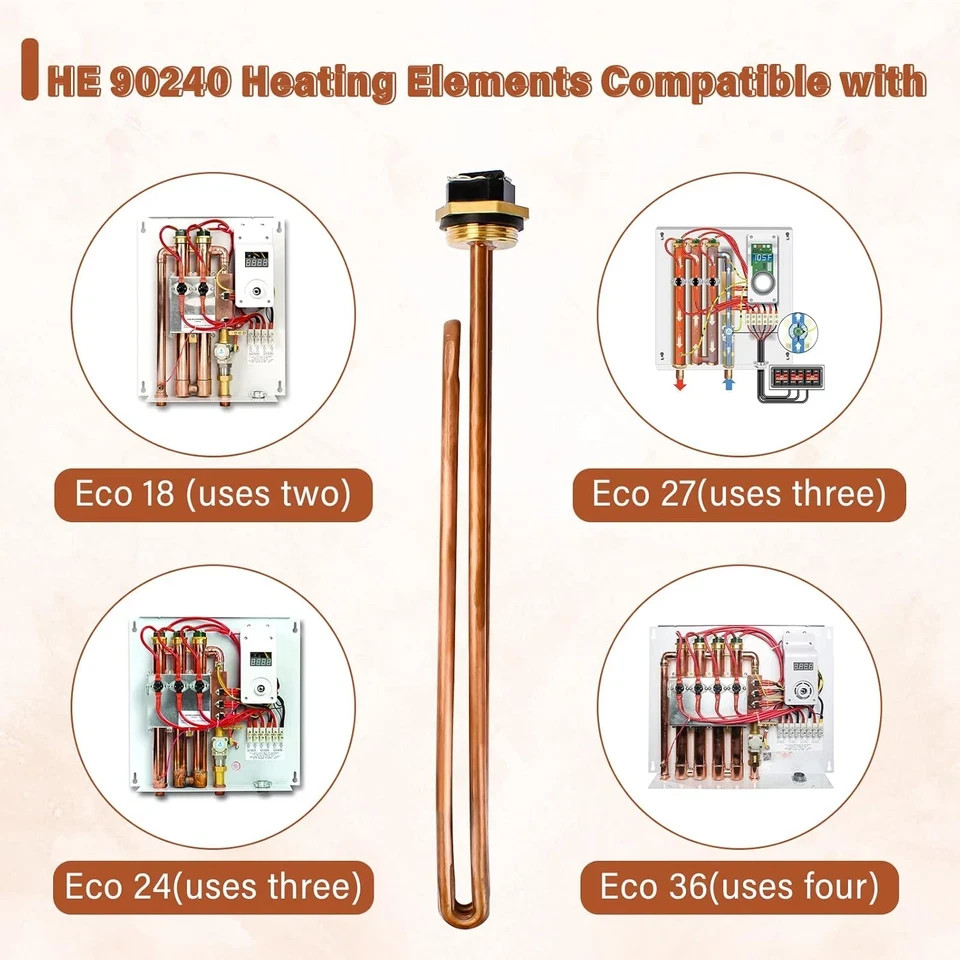 HE 90240 Replacement for Ecosmart ECO 18 24 27 36, 9KW 240V Water Heater Element