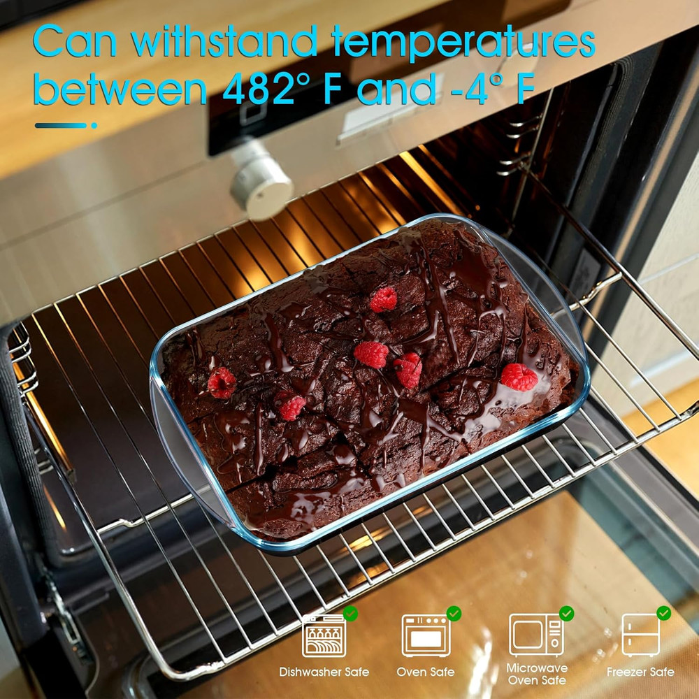 2.6 Quart Glass Baking Dish, 9X13X2.2''(Handles Included), Rectangular Baking Di