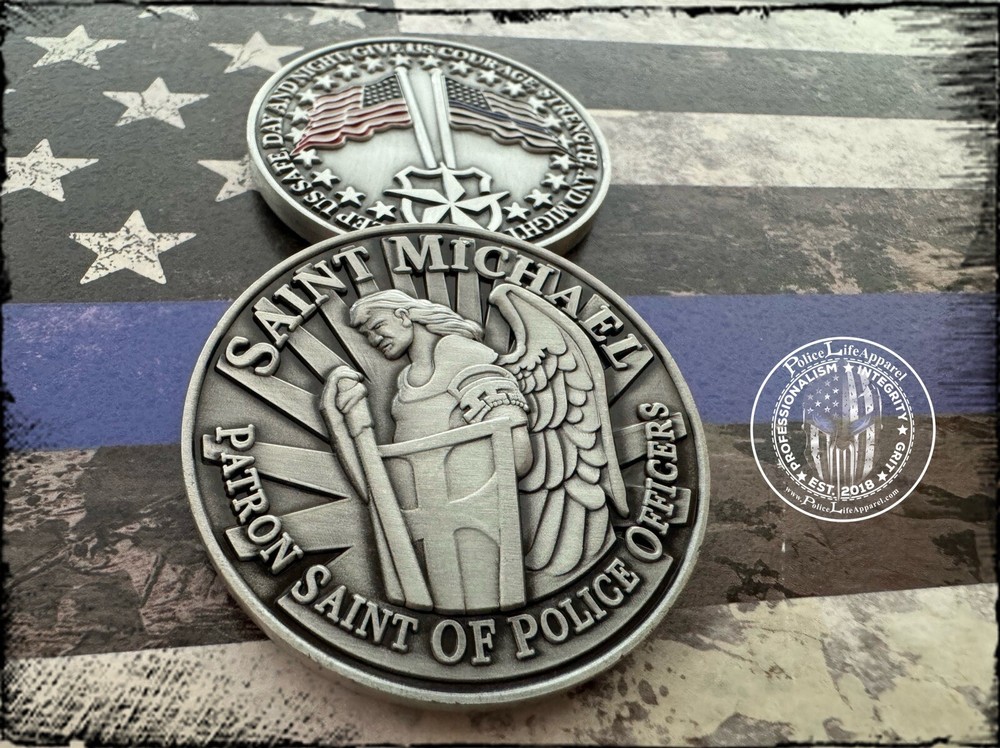 Blue Line St. Michael Challenge Coin