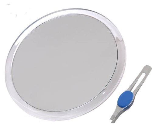 DB-Tech Large Suction Cup Magnifying Mirror with Precision Tweezer