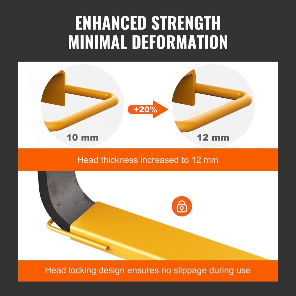 2130mm L 4000lb Load Fork Extensions Solid Construction Yellow