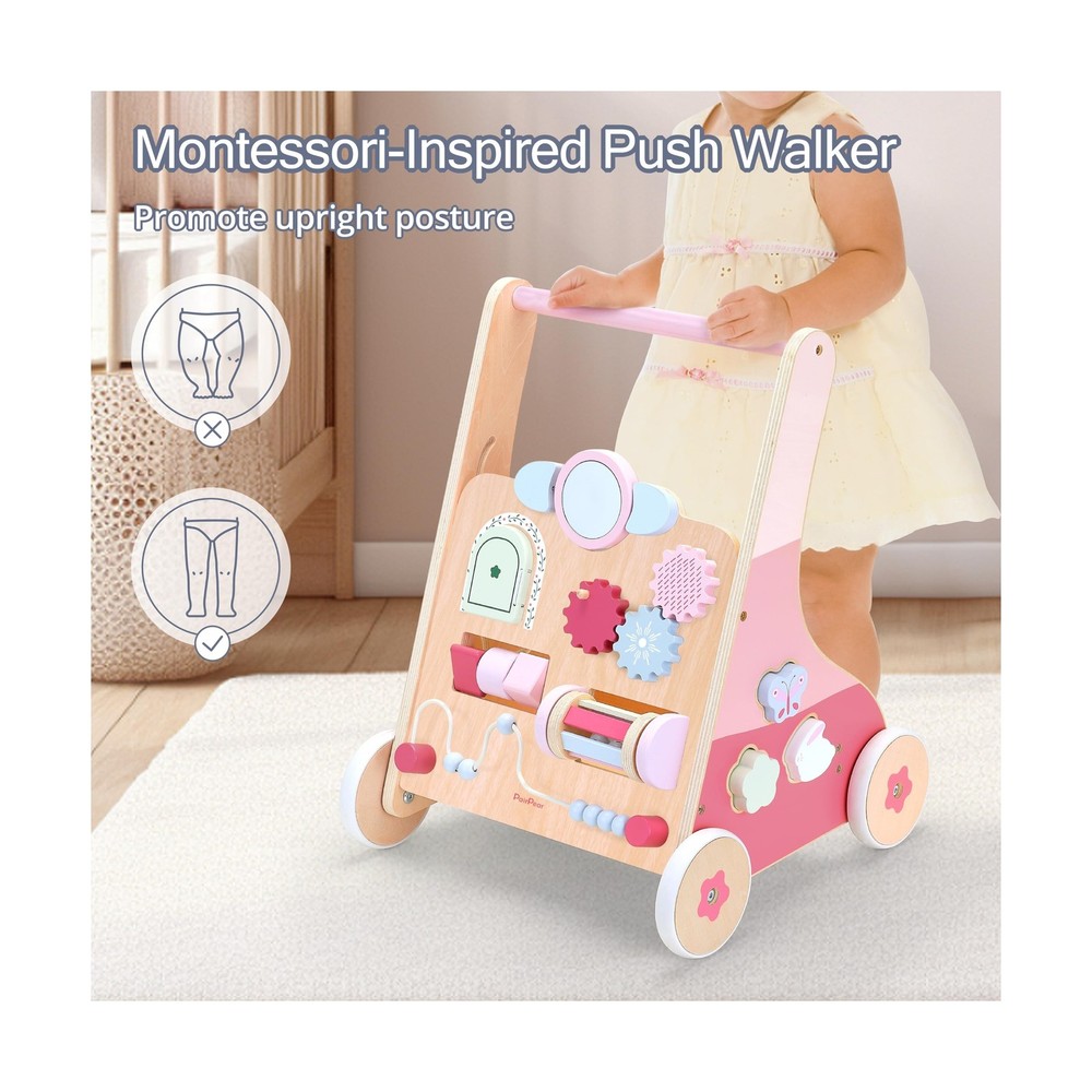 PairPear Wooden Baby Walker Push and Pull Learning Activity Walker,... Fast Ship