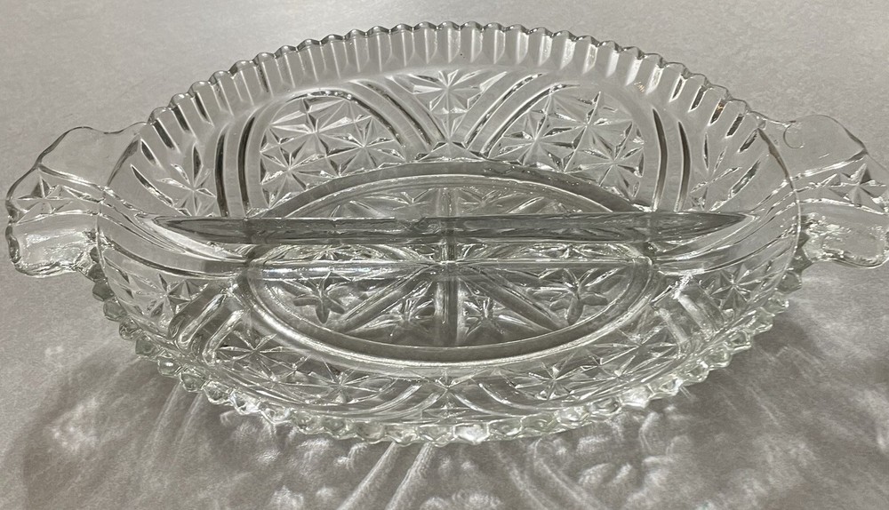 crystal candy dish with divider