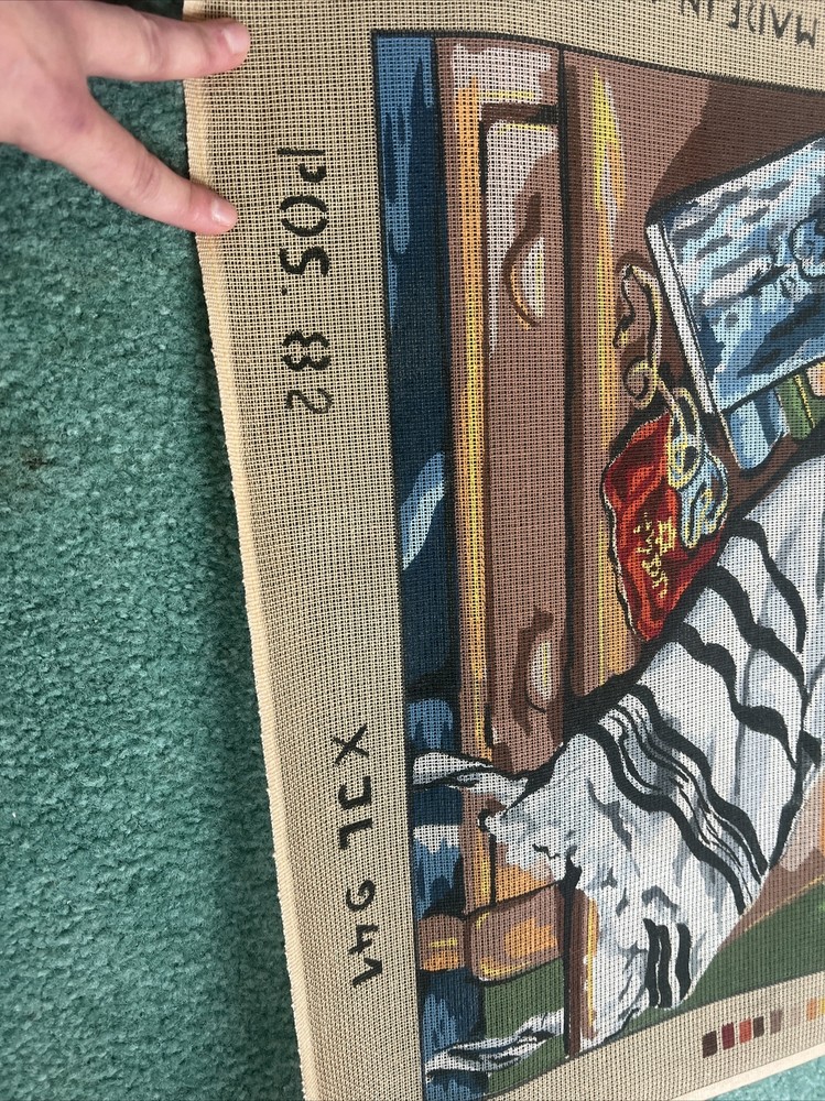 needlepoint canvas handpainted vintage