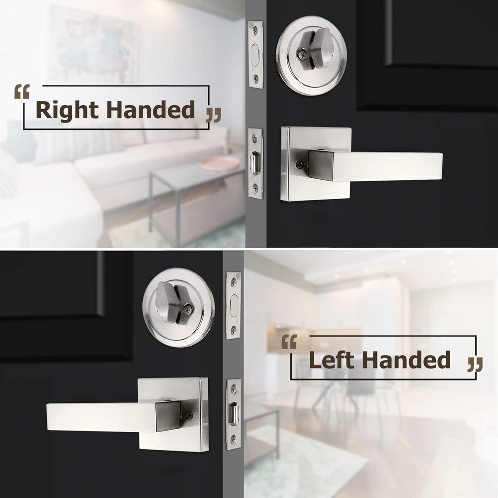 Adjustable Front Door Lock with Lever Handle - Modern Style