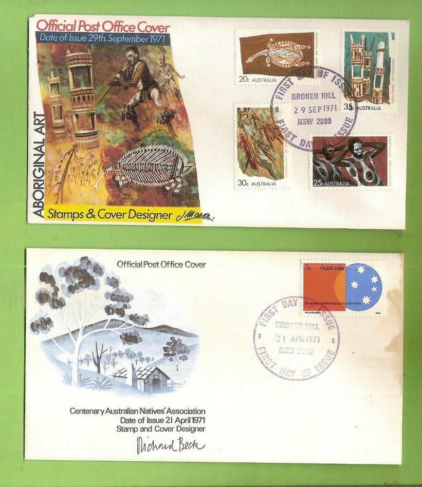 TWO(2)  1971  AUSTRALIAN ABORIGINAL RELATED  ENVELOPE COVERS