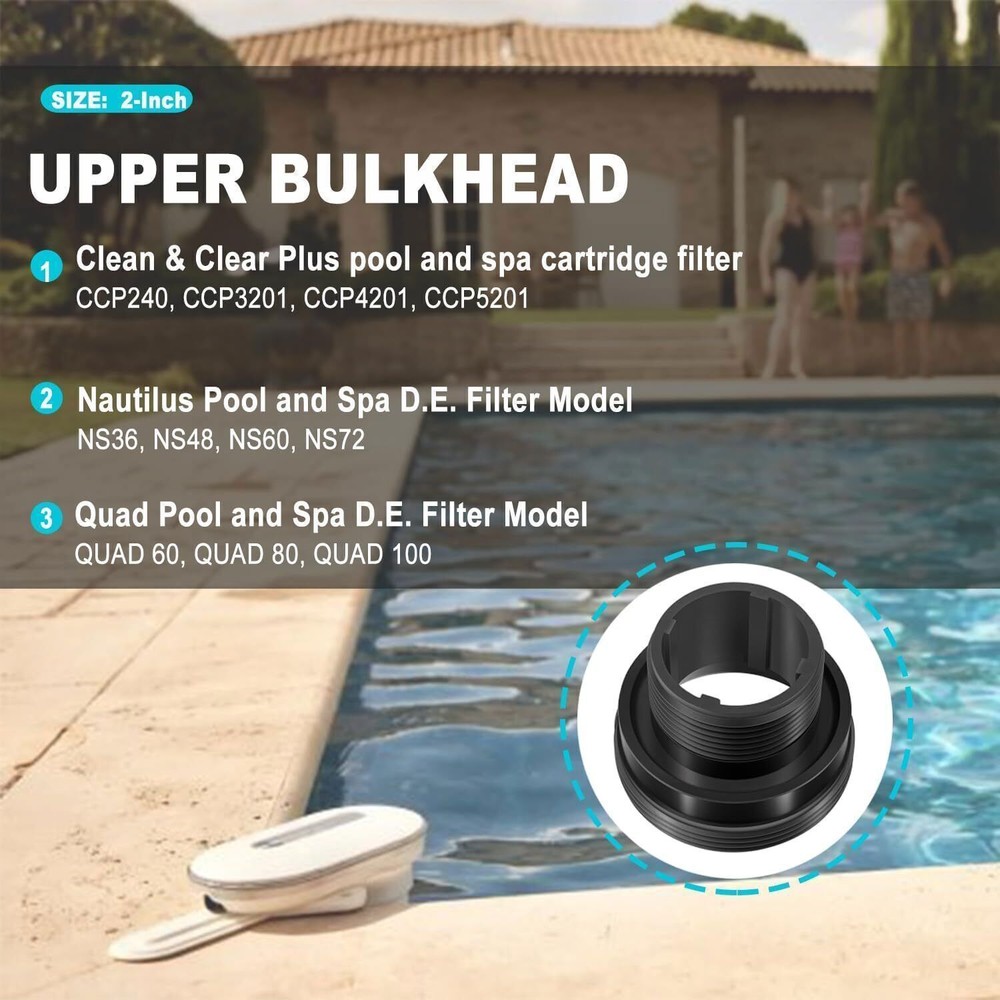 2-Inch Bulkhead Fitting 194801 Replace for Pool & Spa Filter, Clean & Clear Plus