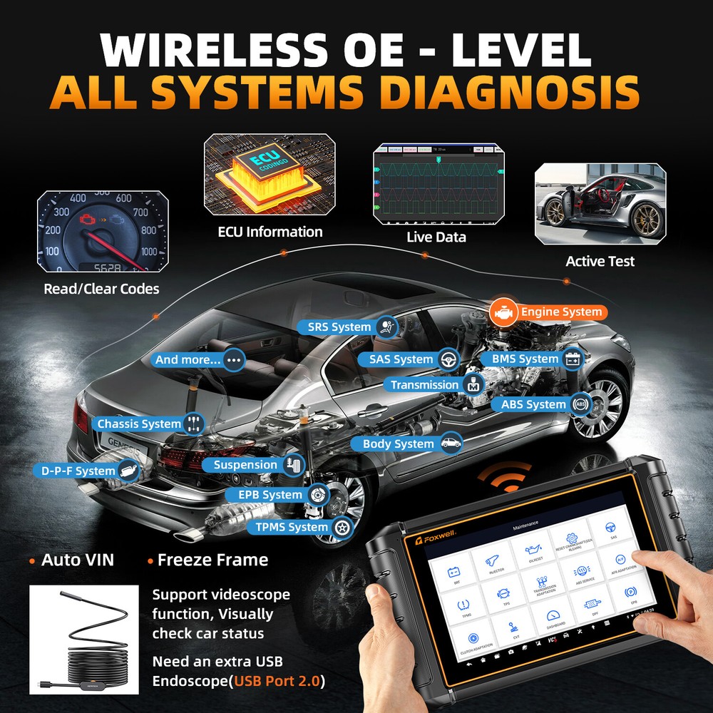 FOXWELL NT909 OBD2 Bi-directional Scanner Bluetooth Diagnostic Tool Active Test