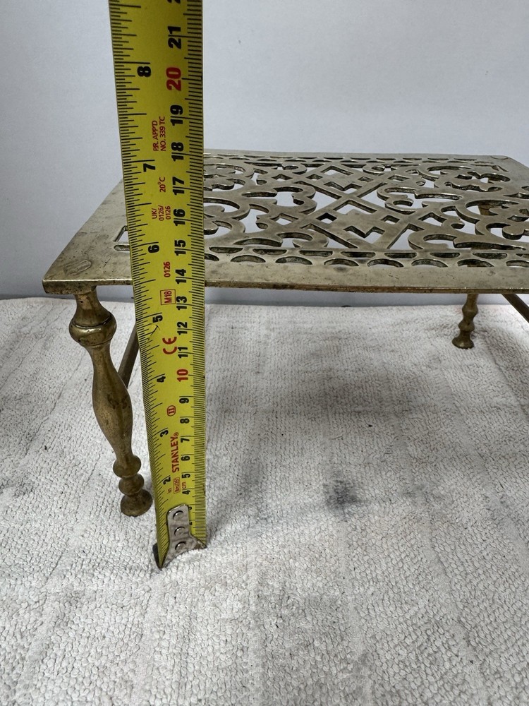 Solid Brass Trivet Rectangular Fireside Pot Stand. 23x19x14cm