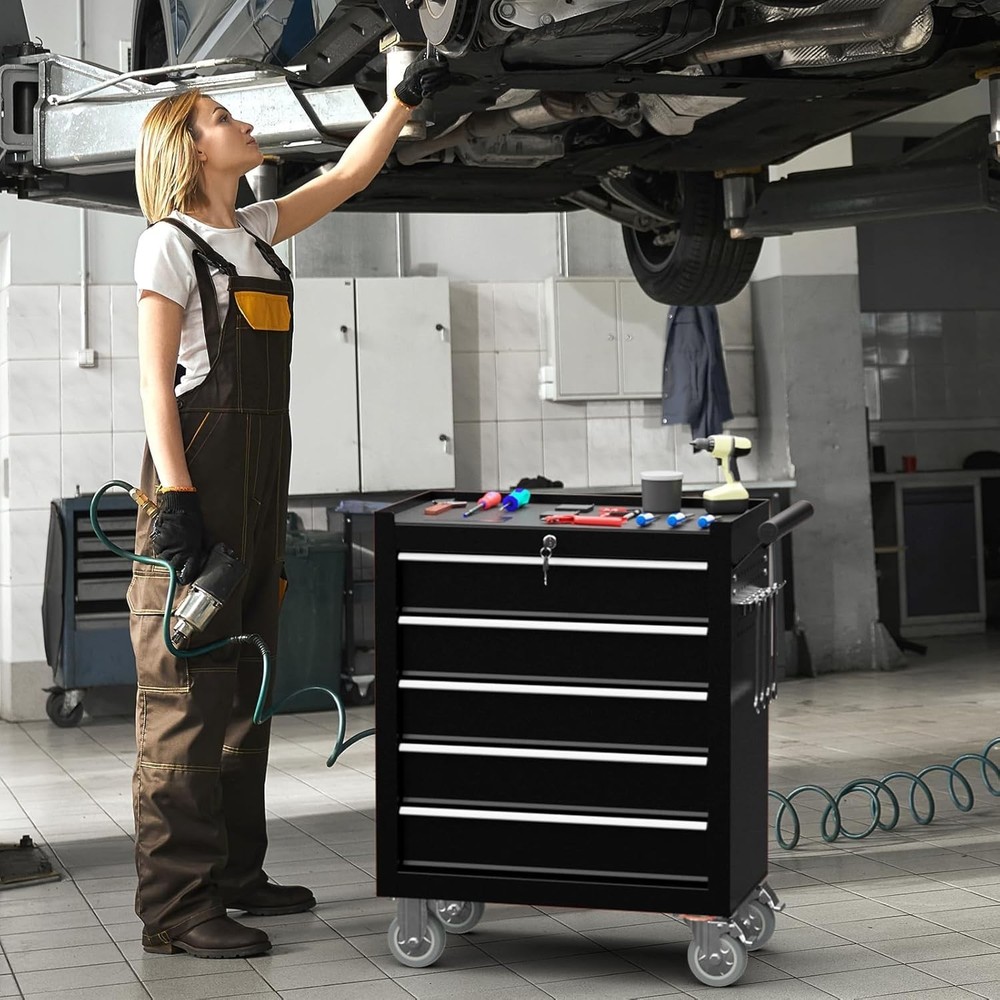 5-Drawer Tool Chest, Rolling Tool Chest with Wheels, Heavy Duty Tool Storage Cab