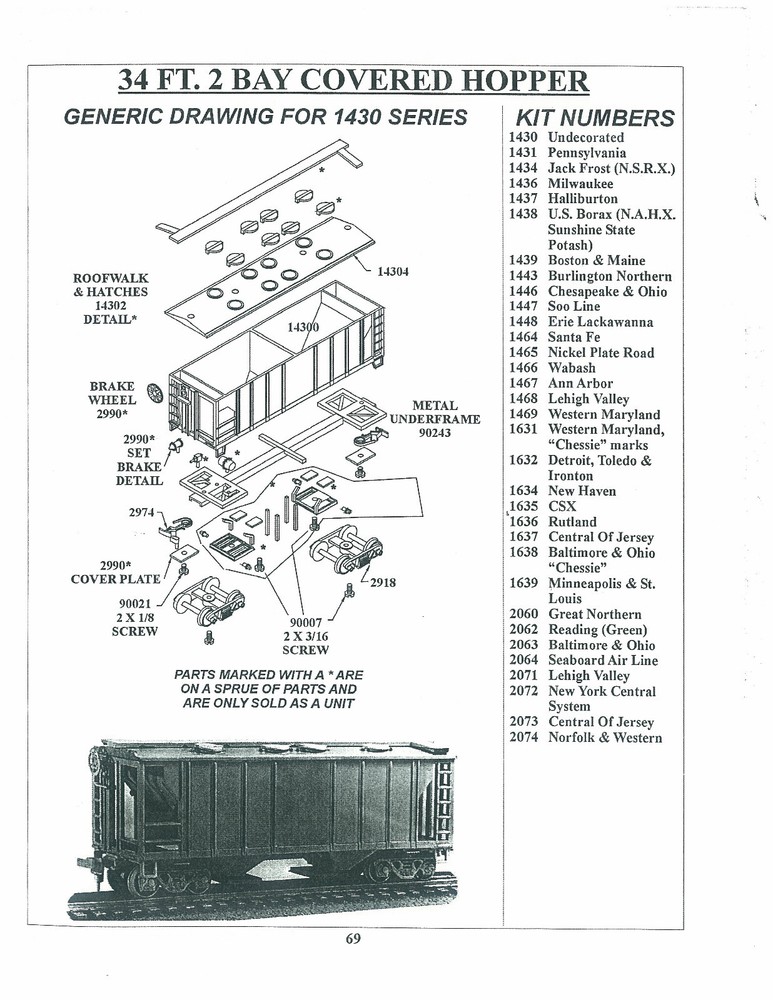 RCR - HO 34FT COVERED HOPPER WP 11306