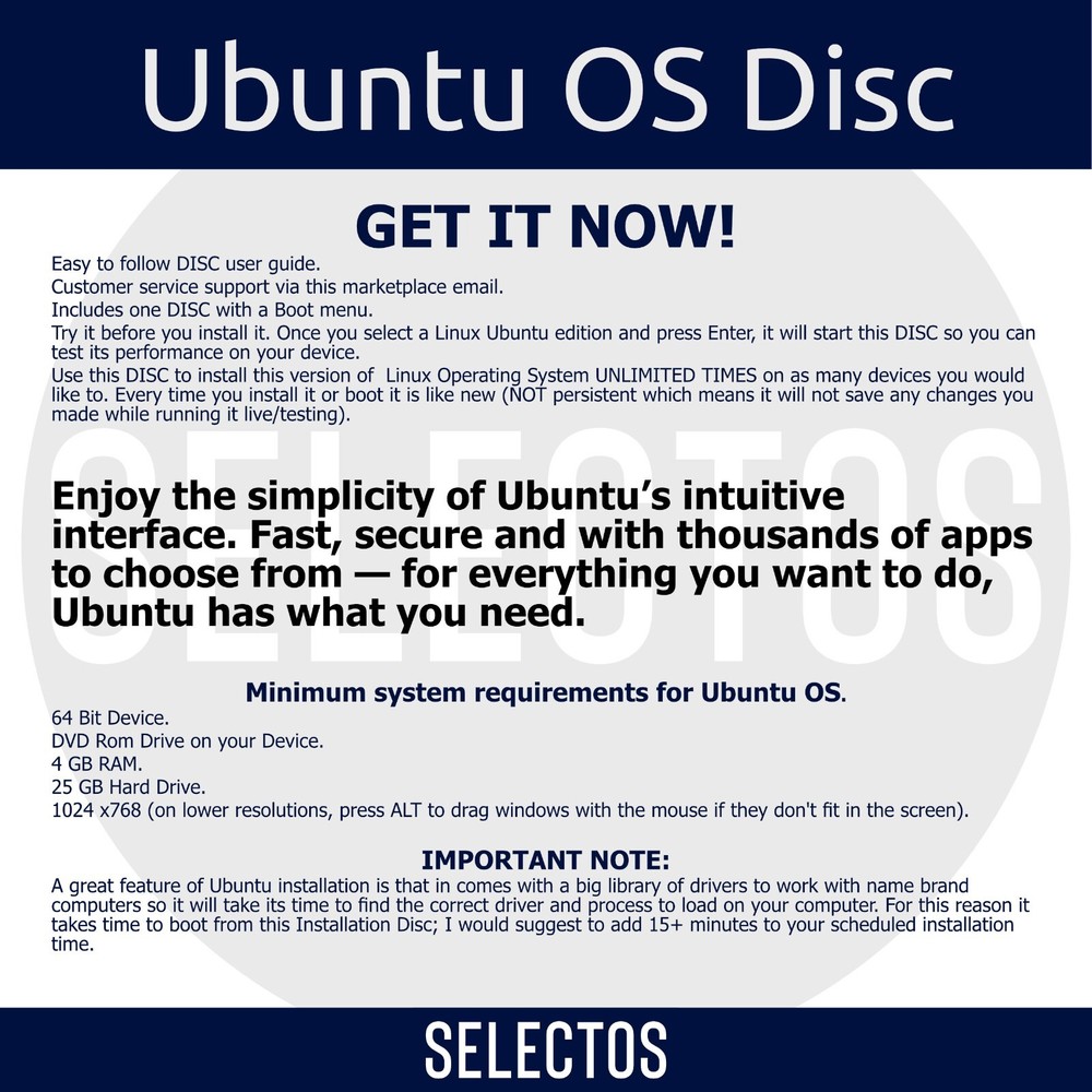 Ubuntu 22.10 Kinetic Kudo Bootable DISC Linux OS CD x86 64bit NEW & Adv. Users