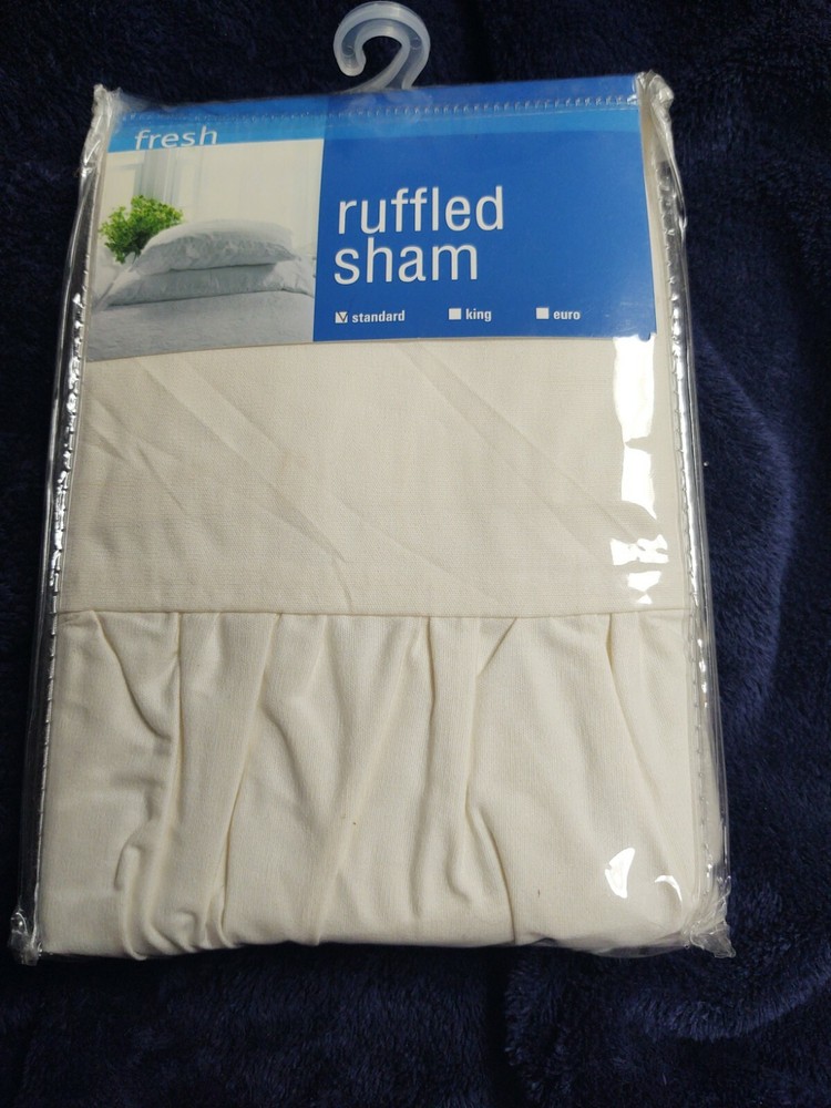 Ivory Solid Ruffled Standard Pillow Sham