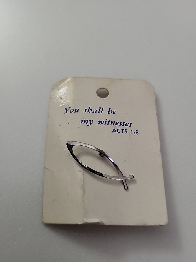 Small Silver Fish Lapel Pin: Acts 1:8